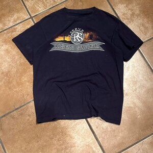 Vintage Christian Graphic Tee - I Serve A Risen Savior Navy